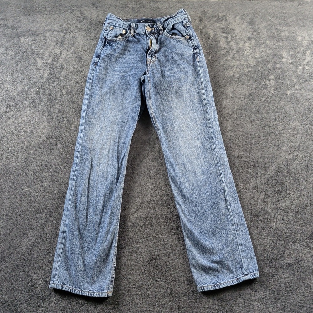 Aeropostale Size 00 Jeans 90s Baggy Fit Straight High Rise Stone Wash